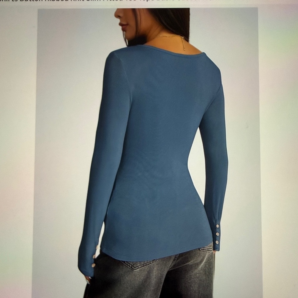 Women's Ribbed LS Henley - Picture 11 of 12